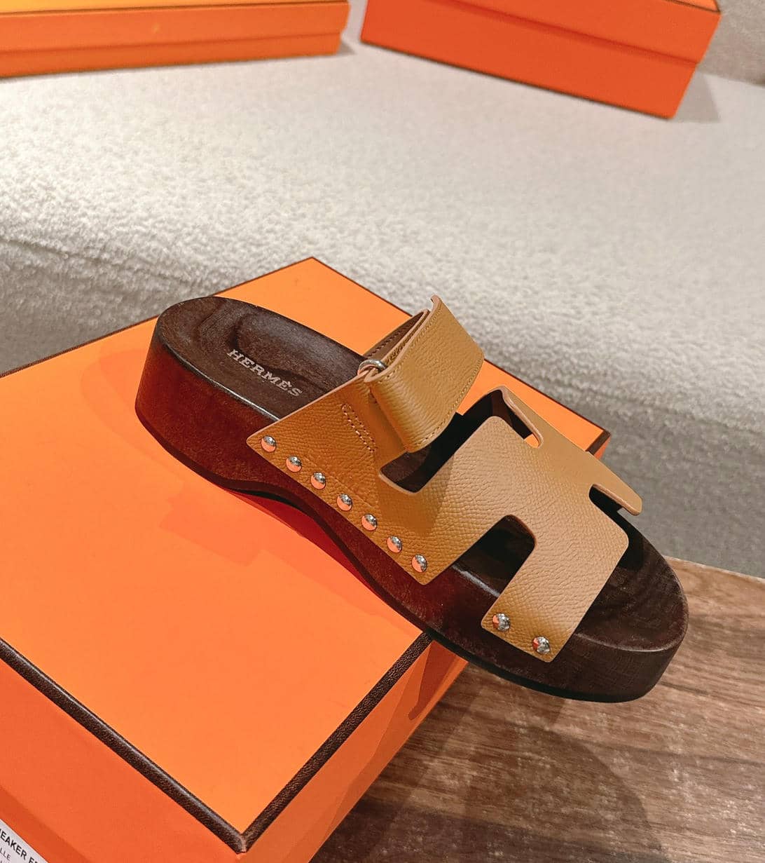 Hermes wooden sole sandals-18